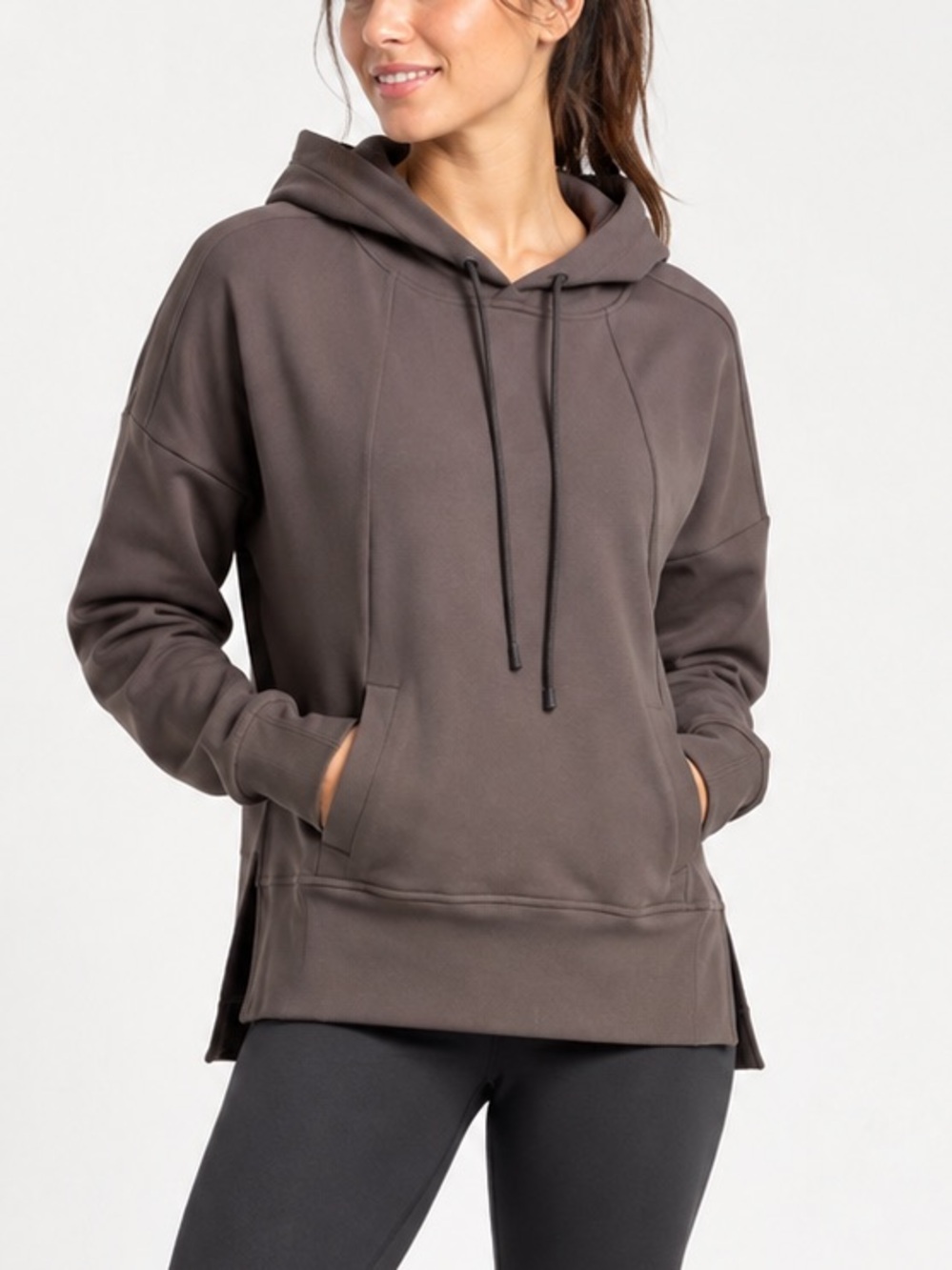 Athleta Mission Hoodie in Shale Brown Size Medium